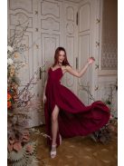 Maxi šaty bez chrbtovej časti - bordová