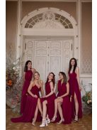 Maxi šaty bez chrbtovej časti - bordová