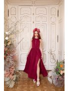 Maxi šaty s výstrihom v tvare slzičky - bordová 