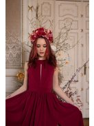 Maxi šaty s výstrihom v tvare slzičky - bordová 