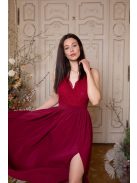 Mušelínové maxi šaty - bordová