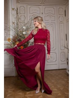 Mušelínová maxi sukňa - bordová