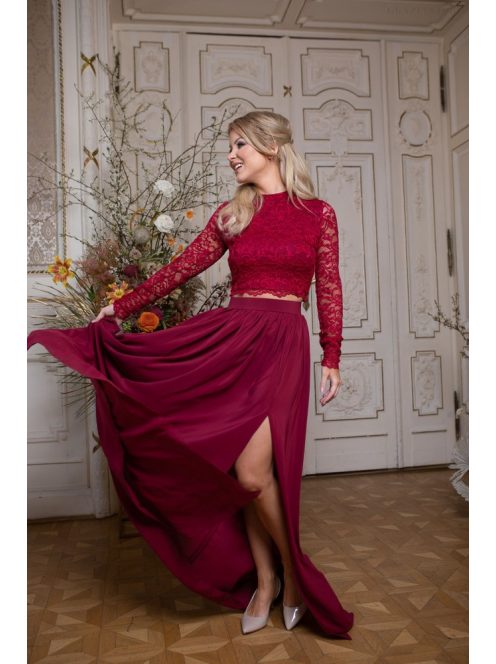 Mušelínová maxi sukňa - bordová