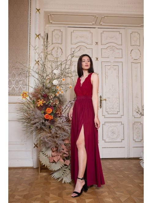 Mušelínová maxi sukňa - bordová