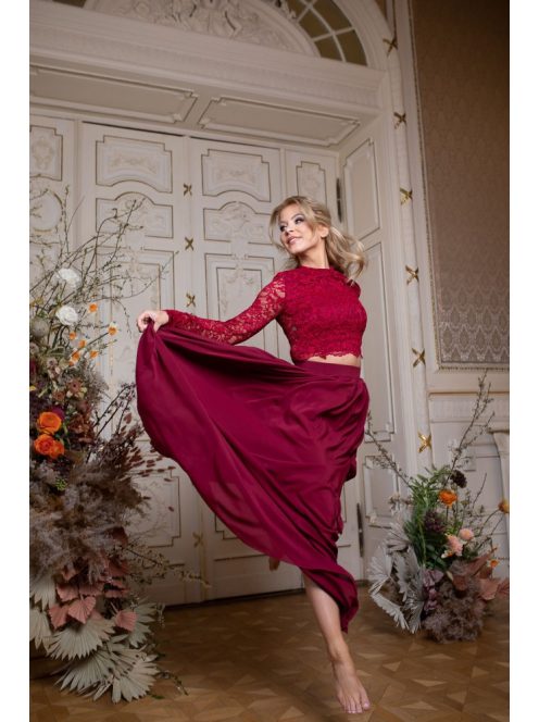 Mušelínová maxi sukňa - bordová