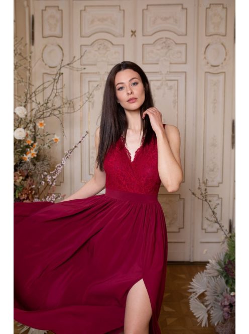 Mušelínová maxi sukňa - bordová