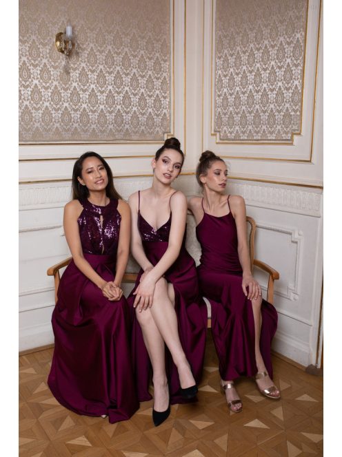 Šaty so stiahnutým pásom - bordová 