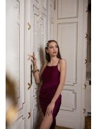 Šaty so stiahnutým pásom - bordová 