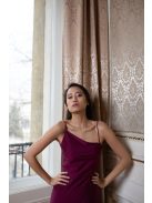 Jednoramenné  maxi šaty - bordové