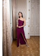 Jednoramenné  maxi šaty - bordové