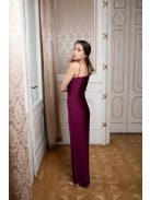 Jednoramenné  maxi šaty - bordové