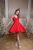 Mini čipkované šaty - červená