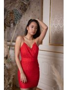 Priliehavé čipkované minišaty - červené