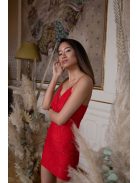 Priliehavé čipkované minišaty - červené