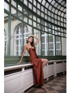  Maxi šaty s padacím výstrihom- hrdzavohnedá.