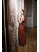 Šaty so stiahnutým pásom - hrdzavohnedá