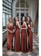 Šaty so stiahnutým pásom - hrdzavohnedá