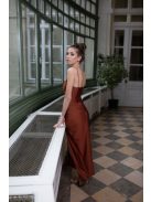 Šaty s nazbieraným pásom- hrdzavohnedá