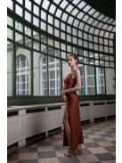 Šaty s nazbieraným pásom- hrdzavohnedá