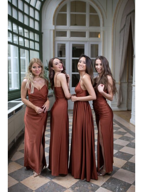 Šaty so stiahnutým pásom - hrdzavohnedá