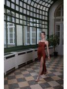 Šaty so stiahnutým pásom - hrdzavohnedá