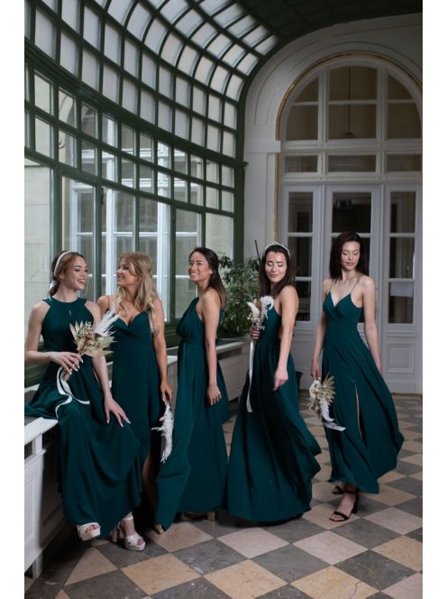 Abigél – tmavozelené mušelínové maxi šaty