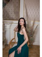 Abigél –  tmavozelené mušelínové maxi šaty