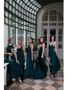 Abigél –  tmavozelené mušelínové maxi šaty