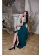 Abigél –  tmavozelené mušelínové maxi šaty