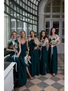 Abigél –  tmavozelené mušelínové maxi šaty