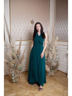 Šaty s preloženým dekoltom - tmavozelená