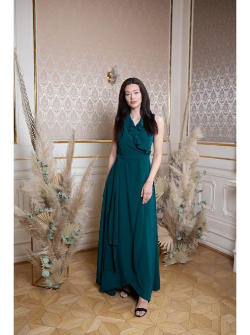 Šaty s preloženým dekoltom - tmavozelená