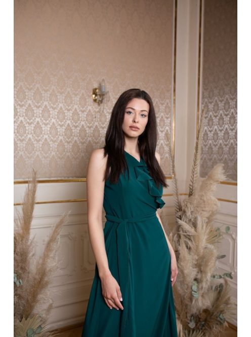 Šaty s preloženým dekoltom - tmavozelená