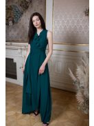 Šaty s preloženým dekoltom - tmavozelená