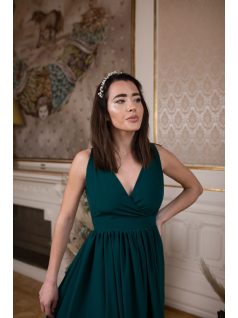 Maxi šaty s prekladaným dekoltom - tmavozelený