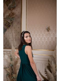 Maxi šaty s prekladaným dekoltom - tmavozelený