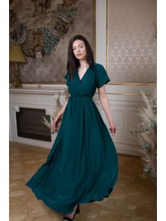 One-size šaty s krátkym rukávom - tmavozelené