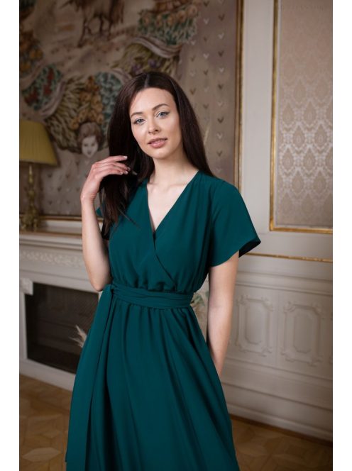 One-size šaty s krátkym rukávom - tmavozelené