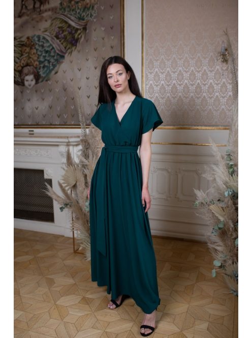 One-size šaty s krátkym rukávom - tmavozelené