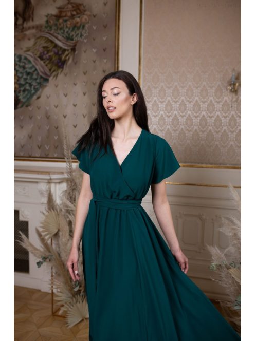 One-size šaty s krátkym rukávom - tmavozelené