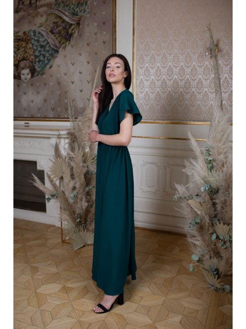 One-size šaty s krátkym rukávom - tmavozelené