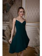 Mini šaty s preloženým dekoltom- tmavozelené