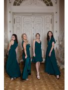 Mini šaty s preloženým dekoltom- tmavozelené