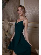 Mini šaty s preloženým dekoltom- tmavozelené