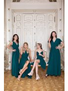 Mini šaty s preloženým dekoltom- tmavozelené