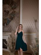 Mini šaty s preloženým dekoltom- tmavozelené