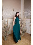 Maxi šaty s výstrihom tvare slzičky - tmavozelené