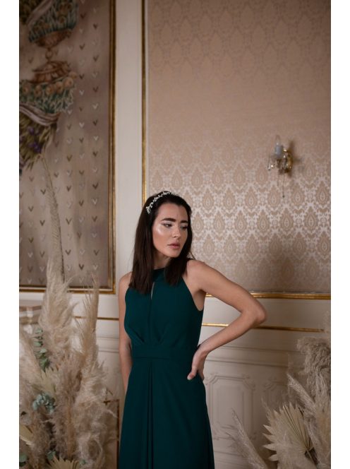 Maxi šaty s výstrihom tvare slzičky - tmavozelené