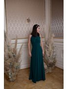 Maxi šaty s výstrihom tvare slzičky - tmavozelené