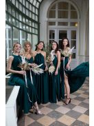 Maxi šaty s výstrihom tvare slzičky - tmavozelené